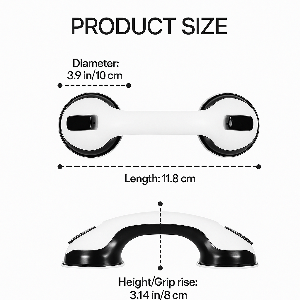 12" Suction Grab Bars (2-Pack) – Strong Hold Bathroom Shower Handles