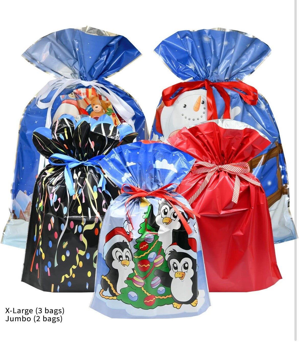 24 Piece Drawstring Ribbon Holiday Gift Bag Set W/Tags New