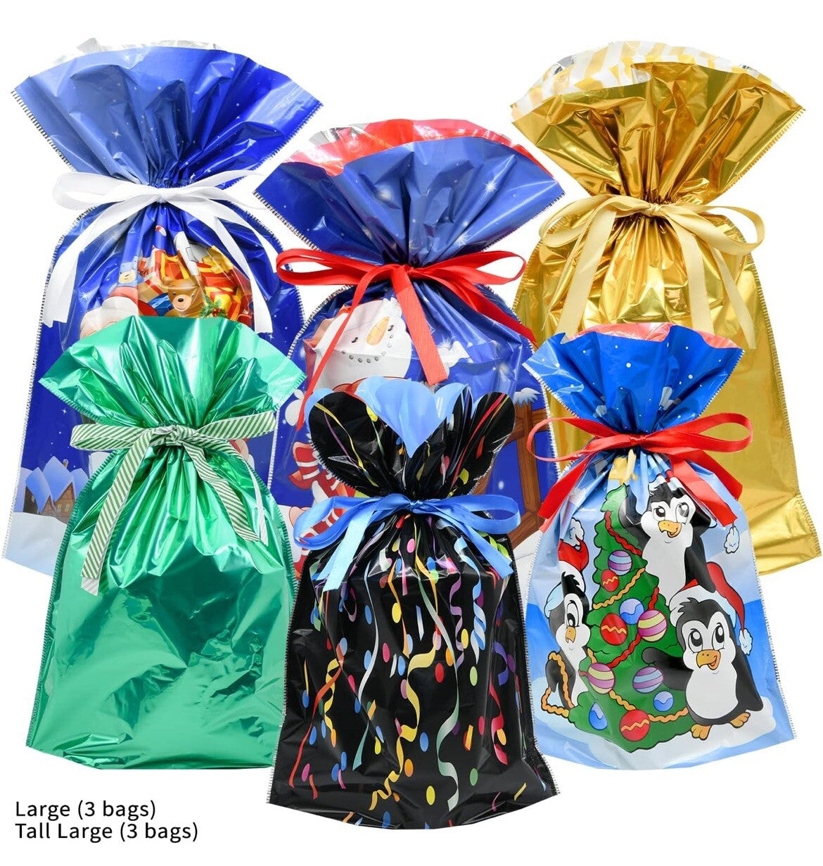 24 Piece Drawstring Ribbon Holiday Gift Bag Set W/Tags New