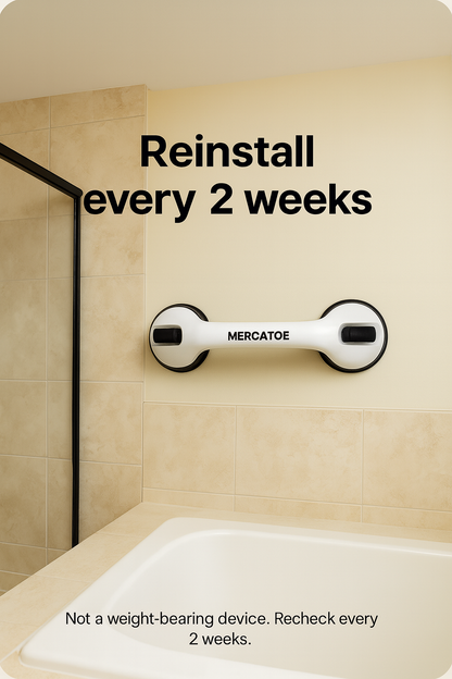 12" Shower Safety Grab Bars (2-Pack) Strong Suction Handles for Bath & Shower