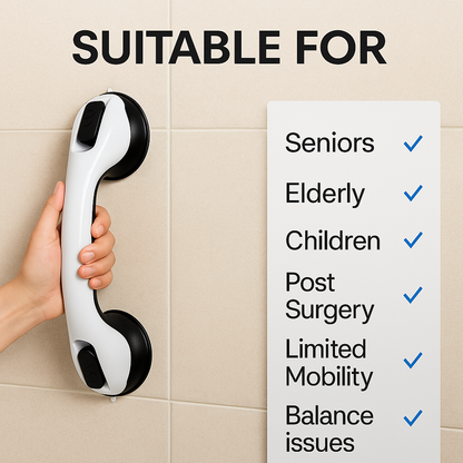 12" Suction Grab Bars (2-Pack) – Strong Hold Bathroom Shower Handles